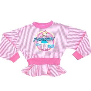 Vintage Buster Brown Sweatshirt Kids Pink Striped Miss Movie Star Peplum 6X